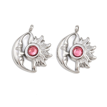 304 Stainless Steel Rhinestone Pendants STAS-Z166-24P-07-1