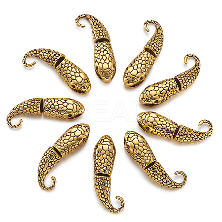 Tibetan Style Alloy Hook and Snake Head Clasps TIBE-TA0001-06AG-1