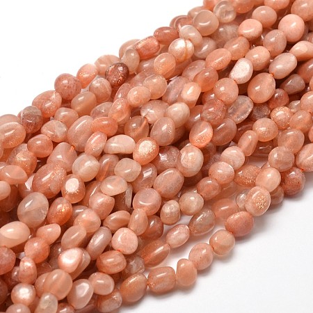 Natural Sunstone Nuggets Beads Strands G-J335-18-1