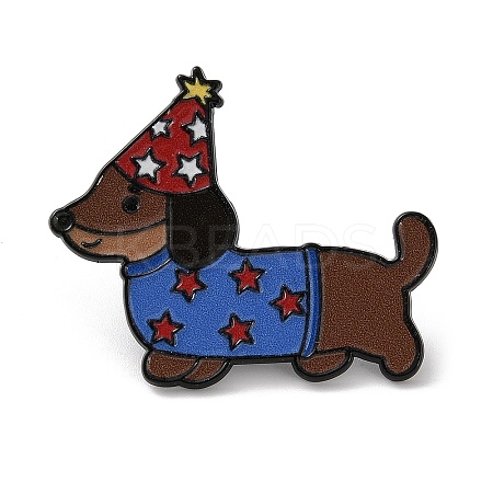 Dachshund with Birthday Hat Enamel Pins JEWB-Z048-08EB-04-1