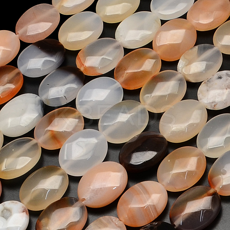 Faceted Oval Dyed Natural Red Agate Beads Strands G-R303-02-1