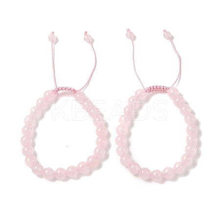 8mm Round Dyed Natural Rose Quartz Braided Bead Bracelets BJEW-C067-01B-20-1