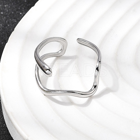304 Stainless Steel Open Cuff Rings for Women RJEW-K313-13P-1