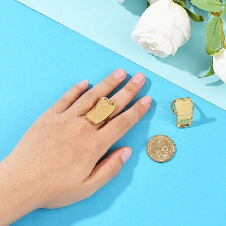 Rectangle Brass Adjustable Ring Components KK-Z122-18G-1