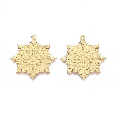 304 Stainless Steel Christmas Snowflake Pendants STAS-T067-38G-1