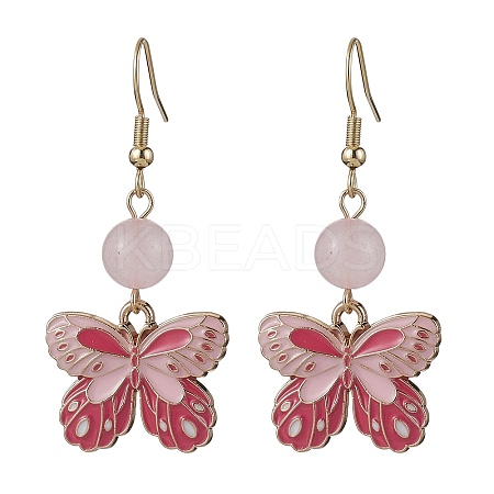 Alloy Enamel Butterfly Dangle Earrings EJEW-JE05648-01-1