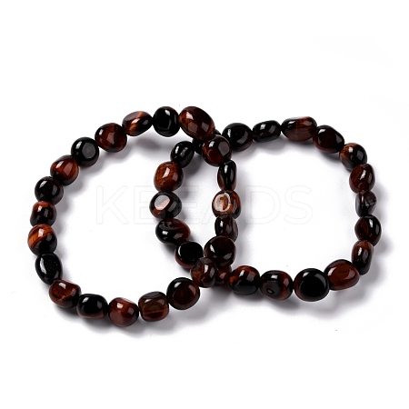 Natural Tiger Eye Beaded Stretch Bracelets BJEW-F414-02B-05-1