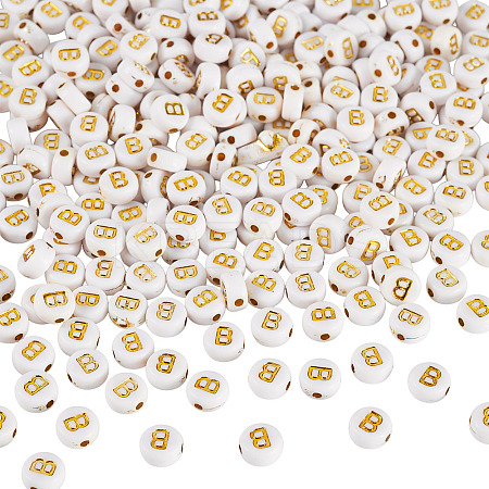 500Pcs Plating Acrylic Beads PACR-TADJ0001-01B-1
