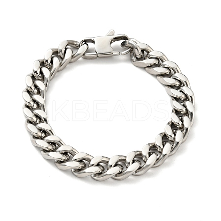 Non-Tarnish 201 Stainless Steel Curb Chain Bracelet for Men Women BJEW-H550-06C-P-1