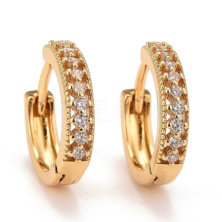 Clear Cubic Zirconia Huggie Hoop Earrings X-EJEW-C012-07-1
