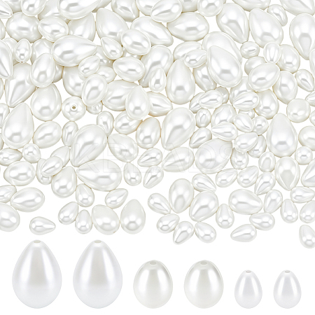 160Pcs 3 Styles Glass Pearl Teardrop Beads HY-NB0001-06B-1