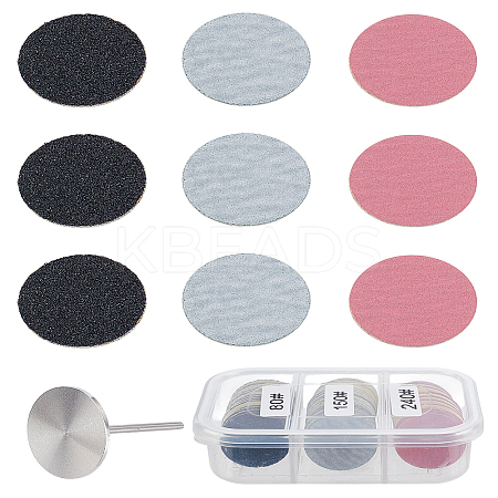Foot File Sandpaper Disc with Metal Shaft FIND-WH0519-24-1