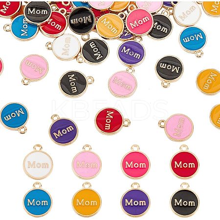 80Pcs 8 Colors Mother's Day Theme Alloy Enamel Charms ENAM-OC0001-07-1