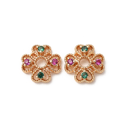 Brass Cubic Zirconia Bead Caps ZIRC-L105-03A-G-1