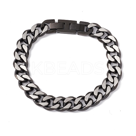 Ion Plating(IP) 304 Stainless Steel Curb Chains Bracelet for Men Women BJEW-B063-01B-1