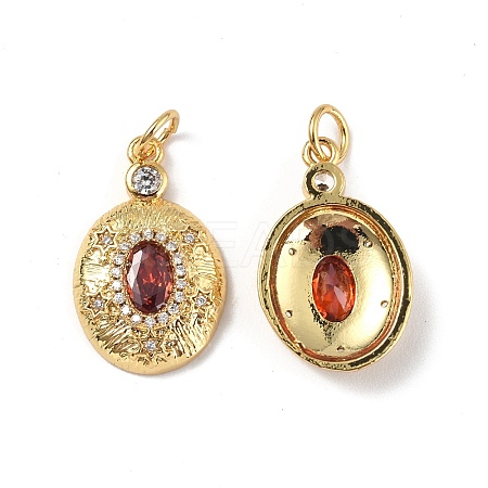 Brass Micro Pave Clear Cubic Zirconia Pendants KK-E068-VF332-1