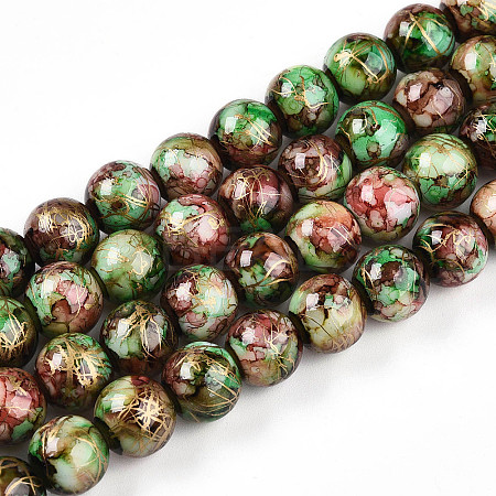 Baking Paint Glass Beads Strands DGLA-N003-10mm-B07-1