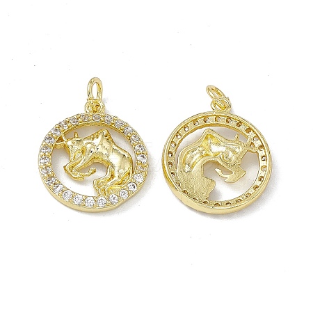 Real 18K Gold Plated Brass Micro Pave Clear Cubic Zirconia Pendants KK-E068-VB409-2-1