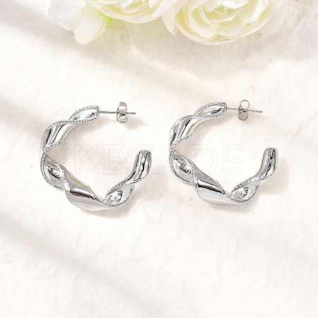 304 Stainless Steel Twist C-Shaped Stud Earrings EJEW-A139-01P-1