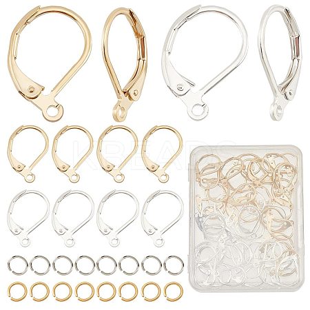 60Pcs 2 Colors Brass Leverback Earring Findings KK-CN0002-36-1