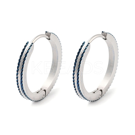304 Stainless Steel Textured Huggie Hoop Earrings for Women EJEW-C096-35B-1