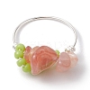 Natural South Red Agate Chip Finger Rings RJEW-TA00125-4
