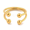 Ion Plating(IP) Round Ball 304 Stainless Steel Open Cuff Finger Rings for Women RJEW-P114-11G-2