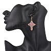 304 Stainless Steel Glass Seeds Cross Dangle Earrings EJEW-MZ00506-04-3