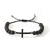 Natural Lava Rock Round Bead Braided Bead Bracelets LS-FL7803-1-2