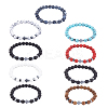 9Pcs 9 Style Natural & Synthetic Mixed Stone & Synthetic Hematite Cross Beaded Stretch Bracelets Set BJEW-FI0001-49-1