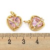 Brass Micro Pave Pink Cubic Zirconia Pendants KK-G490-31A-G-3