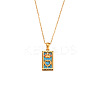 Rhinestone Tarot Card Pendant Necklace with Enamel PW23032738618-1