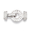 925 Sterling Silver Micro Pave Clear Cubic Zirconia Fold Over Clasps STER-T008-08P-1