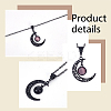 4Pcs 4 Colors Glass Flat Round & Alloy Moon Pendant Necklaces Set NJEW-AN0001-55-3