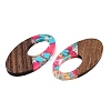 Transparent Resin and Walnut Wood Pendants RESI-T057-02K-3