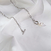 Minimalist Imitation Pearl Rice Pendant Stainless Steel PaPerclip Chain Necklaces for Everyday Women's Wear LS-OX8079-1-3