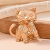 Pet Matte Light Golden Alloy Rhinestone Brooches PW-WG742B0-02-1