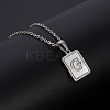 Rectangle Stainless Steel Pave Natural White Shell Pendant Necklaces FS-WG3D812-07-1