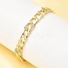 Brass Micro Pave Clear Cubic Zirconia Link Chain Bracelet for Women BJEW-H630-07G-1