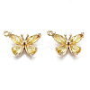 Real 18K Gold Plated Brass Micro Pave Cubic Zirconia Pendants KK-T056-59G-03-NF-1