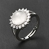 Natural Quartz Crystal Adjustable Rings RJEW-P043-02P-25-5