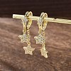 Brass Micro Pave Clear Cubic Zirconia Huggie Hoop Earrings EJEW-K083-43G-4