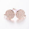 Brass Micro Pave Cubic Zirconia Stud Earring Findings ZIRC-E132-13A-RG-1
