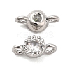 Brass Pave Clear Glass Connector Charms KK-F860-75P-02-1