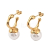 Ion Plating(IP) 304 Stainless Steel with ABS Imitation Pearl Stud Earrings for Women EJEW-N055-14G-1