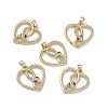 Brass Clear & Green Cubic Zirconia Pendants KK-E068-VA168-2-4