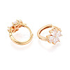 Brass Micro Pave Clear Cubic Zirconia Clover Hoop Earrings EJEW-T048-42G-2