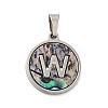 304 Stainless Steel with Paua Shell Pendants STAS-G268-02W-P-2