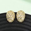 Brass Micro Pave Cubic Zirconia Egg Stud Earrings EJEW-B153-12G-2