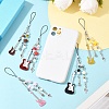 2Pcs ABS Plastic Imitation Pearl & Acrylic & Alloy Mobile Straps HJEW-YW00163-01-5